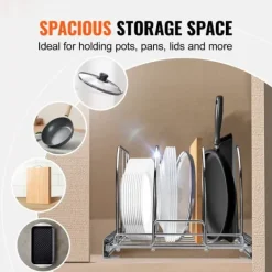 Pande- og gryderol, udtræk under skab, organiser bageplader, justerbare ledningsdelere, stållågsholder til opbevaring, 11,7"W.