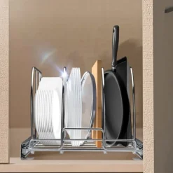 Pande- og gryderol, udtræk under skab, organiser bageplader, justerbare ledningsdelere, stållågsholder til opbevaring, 11,7