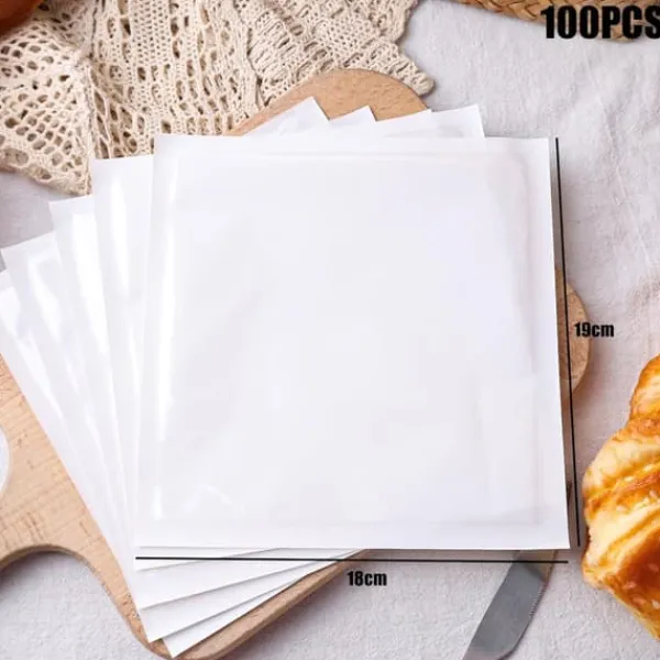 Madopbevaringsposer>Papirposer til mad, morgenmadssandwiches, holdbare, 100 stk., 18x19 cm