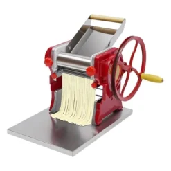 Pastamaskiner>Pastamaskine - Elektrisk nudelmaskine - 16 cm valsebredde - Justerbar tykkelse 0,5–5 mm - Rustfrit stål - Til 5–10 personer - Rød