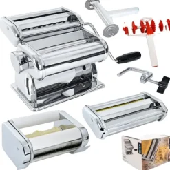 Pastamaskiner>Pastamaskine, Justerbar Tykkelse, Holdbar Konstruktion,Sølv