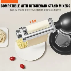 Pastamaskiner>Pasta-tilbehør til KitchenAid, rustfrit stål, med 8 justerbare tykkelser, perfekt til hjemmelavet pasta!