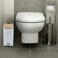 Viking Choice Pedalspand - badeværelses skraldespand - 5 liter - hvid bambus Clearance