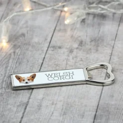 Pembroke Welsh Corgi - flaskeåbner med foto og inskription til Art-Dog øl