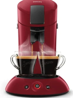 Philips HD6553/81 SENSEO ORIGINAL kaffemaskin för kapsel, Aroma Booster, Crema Pus, 1 eller 2 koppar, Röd Hot