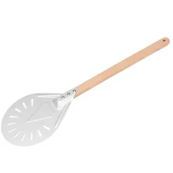 Pizzabageværktøjssæt - Rund pizzaspatel med aftageligt træhåndtag (23 cm) Best