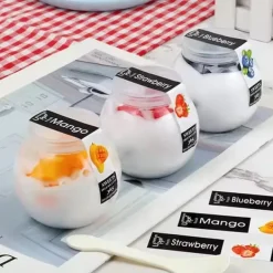 Beholdere Til Madopbevaring>Plastikkopper med låg til kugleformede desserter Kugleformet kop 200ml/12 stk.