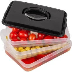 Pålægs- og ostebeholder, køleskabsarrangør til pålæg og ost, 3-lags, 3x600 ml, VILDE 122617 Best