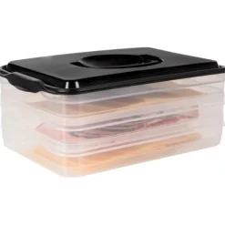 Pålægs- og ostebeholder, køleskabsarrangør til pålæg og ost, 3-lags, 3x600 ml, VILDE 122617 Best