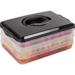 Pålægs- og ostebeholder, køleskabsarrangør til pålæg og ost, 3-lags, 3x600 ml, VILDE 122617 Best