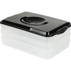 Pålægs- og ostebeholder, køleskabsarrangør til pålæg og ost, 3-lags, 3x600 ml, VILDE 122617 Best