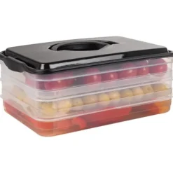 Pålægs- og ostebeholder, køleskabsarrangør til pålæg og ost, 3-lags, 3x600 ml, VILDE 122617 Best