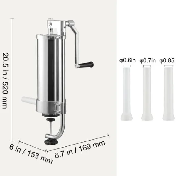 Jerky Pistol>Pølsefylder, Rustfrit Stål, 3 Fyldetuber,3L