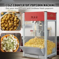 Popcornmaskiner>Popcorn Popper Maskine, 1440W Bordplade Popcorn Maker, 12 oz, 80 kopper, Rød, hurtig opvarmning, perfekt til fester.