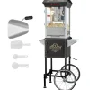 Popcorn Popper med vogn, 850W, 8 Oz, 48 kopper, sort, perfekt til fest og hjemmebiograf. Discount