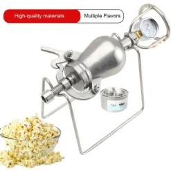 Popcornmaskiner>Popcornmaskine - Manuel popcorngryde - Rustfrit stål - Til komfur og åben flamme - Tyk bund - Mini