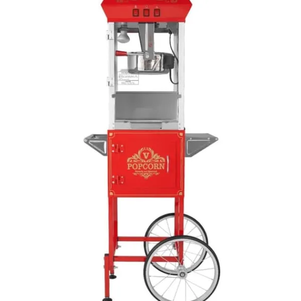 Popcornmaskine med vogn, 850W, 8 Oz, 48 kopper, hurtig opvarmning, perfekt til fester og biografoplevelser. Outlet