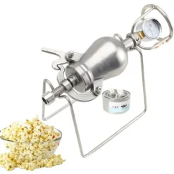 Popcornmaskine, Rustfrit Stål, Manuel Betjening, 100ml Kapacitet, Åben Ild Opvarmning, Egnet til Majs og Bælgfrugter Online