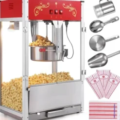 Popcornmaskine 1615W, 16 Oz, bordplade-hjemmaskine i rød, hurtig opvarmning, perfekt til film-aftener og fester. Best