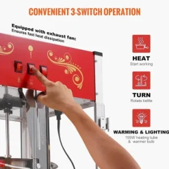 Popcornmaskine 1615W, 16 Oz, bordplade-hjemmaskine i rød, hurtig opvarmning, perfekt til film-aftener og fester. Best