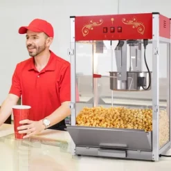 Popcornmaskine 1615W, 16 Oz, bordplade-hjemmaskine i rød, hurtig opvarmning, perfekt til film-aftener og fester. Best