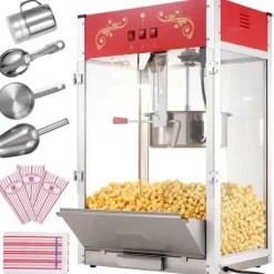 Popcornmaskine 1615W, 16 Oz, bordplade-hjemmaskine i rød, hurtig opvarmning, perfekt til film-aftener og fester. Best