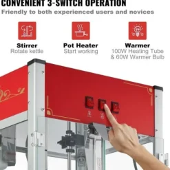 Popcornmaskine, 45.8x38x76.8 cm, Rød, hærdet glas Outlet