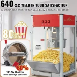 Popcornmaskine, 45.8x38x76.8 cm, Rød, hærdet glas Outlet