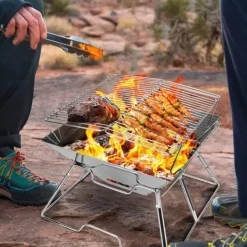 Praktisk & Hopfældelig Grill, Sølv New