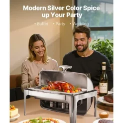 9Qt Rektangulært Gnidningsfad med Rulletop, Sæt med fuld størrelse pande, Rustfrit Stål Outlet