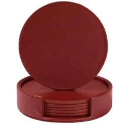 Rødt glas baserer PU-læder 6-pakken med holder Clearance