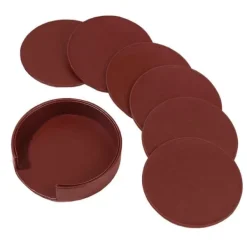 Rødt glas baserer PU-læder 6-pakken med holder Clearance