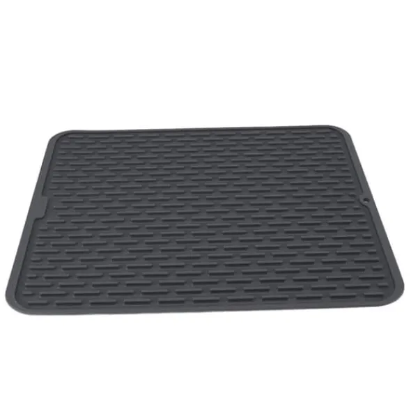 Rektangulær silikone opvaskemåtte Varmeisolering Anti-skrid opvaskemåtte med indbygget afløbslæbe til køkkenbord Lille størrelse Discount