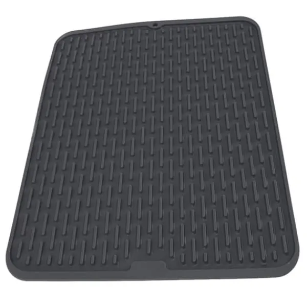 Rektangulær silikone opvaskemåtte Varmeisolering Anti-skrid opvaskemåtte med indbygget afløbslæbe til køkkenbord Lille størrelse Discount