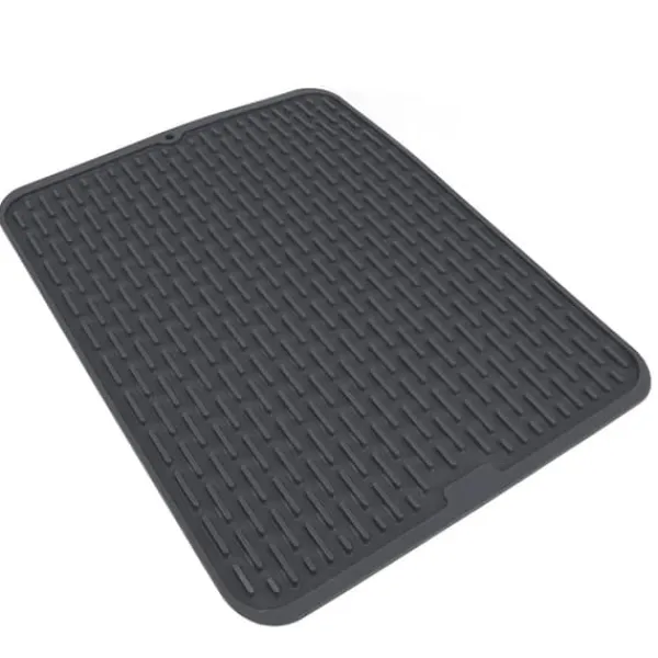 Rektangulær silikone opvaskemåtte Varmeisolering Anti-skrid opvaskemåtte med indbygget afløbslæbe til køkkenbord Lille størrelse Discount