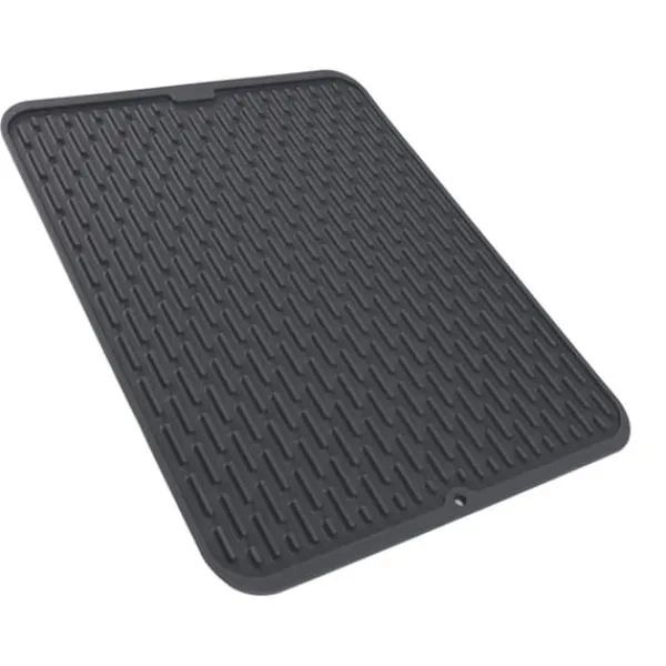 Rektangulær silikone opvaskemåtte Varmeisolering Anti-skrid opvaskemåtte med indbygget afløbslæbe til køkkenbord Lille størrelse Discount