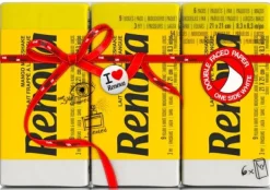 Papirlommetørklæder>Renova Røde etiketservietter gule 6x9 stk.