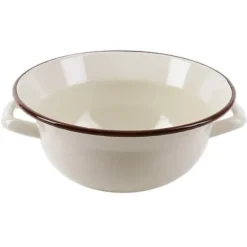 Tallerkener & Bordservicer>Retro beige emaljeret køkkenskål i stål BRUN 26cm 2,5L ORION 720261