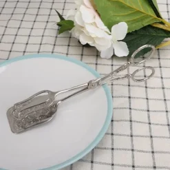 Retro brødtang i zinklegering, bagemaskine, køkkenredskab, firkantet hoved, sølv New