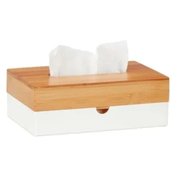 Robust hvid servietæske med bambuslåg Online