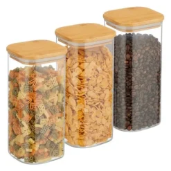 Robust sæt med 3 opbevaringskrukker med låg 1500 ml New