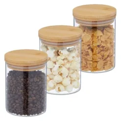 Robust sæt med 3 opbevaringskrukker med låg 650 ml