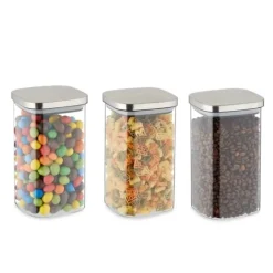 Robust sæt med 3 opbevaringskrukker med låg 1200 ml Discount