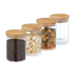 Robust sæt med 4 opbevaringskrukker med låg 750 ml