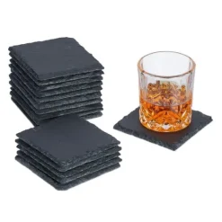 Bordskånere Til Glas>Robust sæt med 16 skiferunderlag 10x10 cm