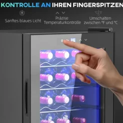 Rootz 20 Bottle Lille vin køleskab - Mini Beverage Cooler - Stille afkøling - 53L kapacitet - 43W x 45d x 64H cm Outlet