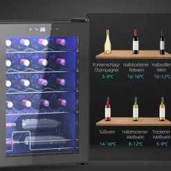 Rootz 20 Bottle Lille vin køleskab - Mini Beverage Cooler - Stille afkøling - 53L kapacitet - 43W x 45d x 64H cm Outlet