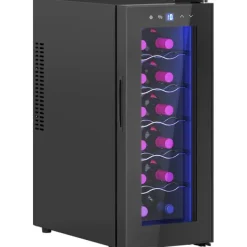 Rootz 12 flaskevin Køleskab - Drinks køleskab - Drikkefremskiftskøler - Energieffektiv - 26,5 cm W x 51,5 cm D x 65 H cm - Berøringsskærm og LED -lys | CDON Discount