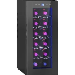 Rootz 12 flaskevin Køleskab - Drinks køleskab - Drikkefremskiftskøler - Energieffektiv - 26,5 cm W x 51,5 cm D x 65 H cm - Berøringsskærm og LED -lys | CDON Discount