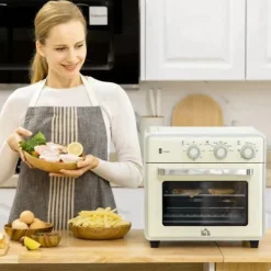 Rootz 5-i1 miniovn - 20 L Kapacitet - 1400w - 1 bagerist - 1 bageplade - 60 Min. Timer - Råhvid - 36L x 37,7W x 34,5H cm New